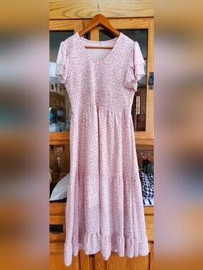 Pink Leopard Print V-neck Dress